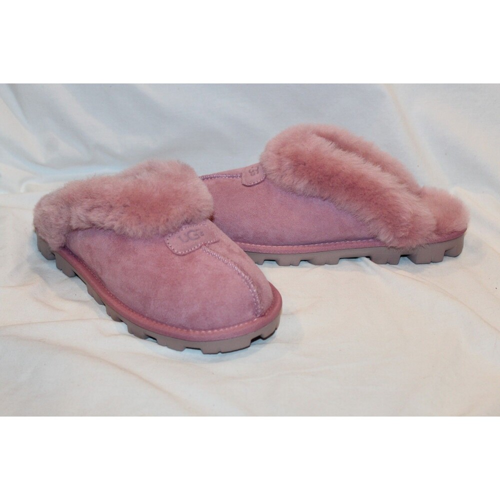 UGG COQUETTE SUEDE SHEARLING WOMEN'S SLIPPERS NEW PINK US 7 EU 38